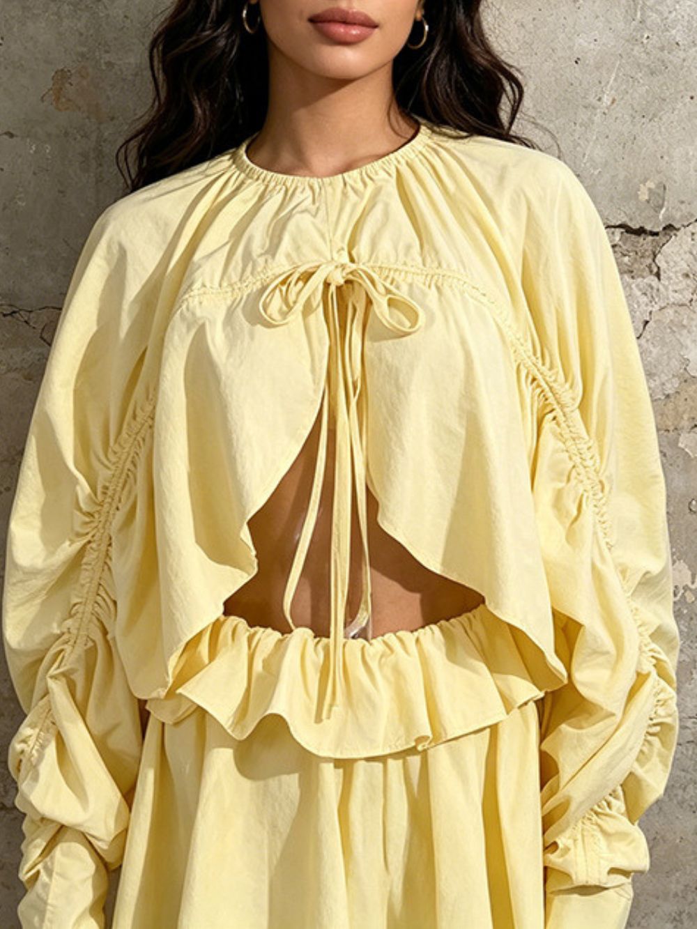 Michell Yellow Long Sleeve Two-Piece Set - OWNCI