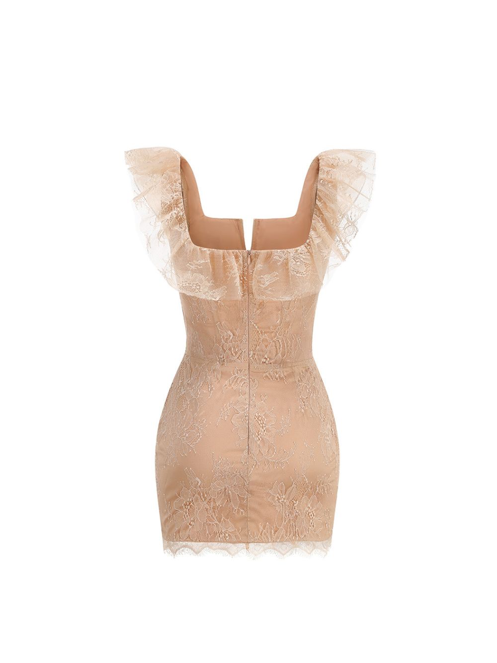 Lace Ruffle Structured Dress - OWNCI Lace Ruffle Structured Dress - OWNCI