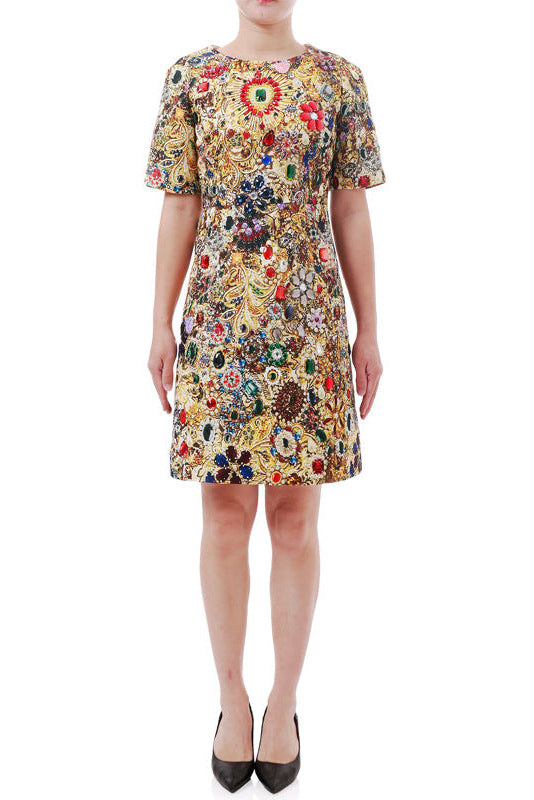 Lauren Printed Rhinestone Embellished Mini Dress - OWNCI