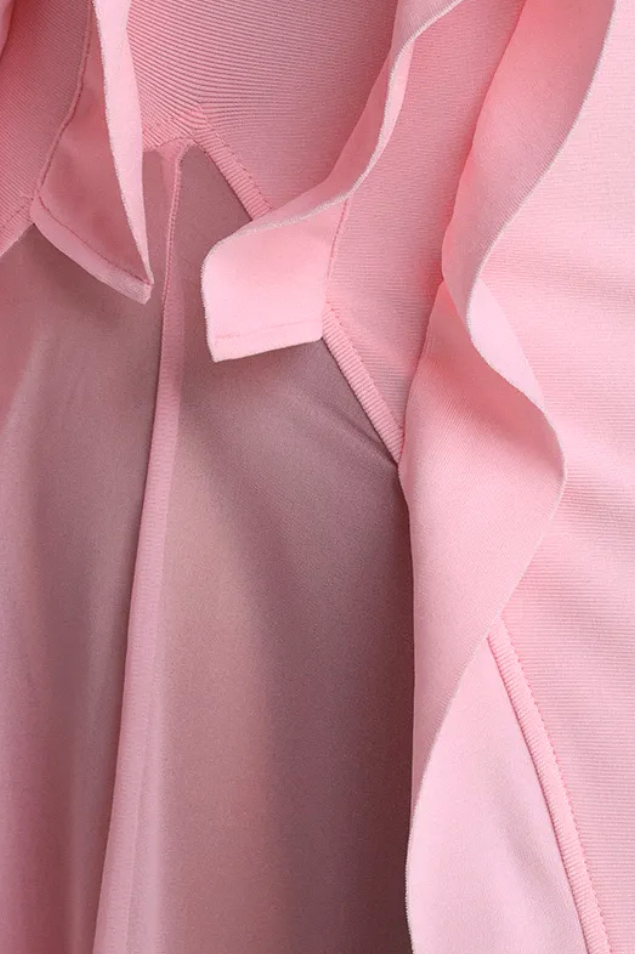 Light Pink Smooth structured fabric bodice Fitted bodice with A-line flared skirt Dress - OWNCI Light Pink Smooth structured fabric bodice Fitted bodice with A-line flared skirt Dress - OWNCI