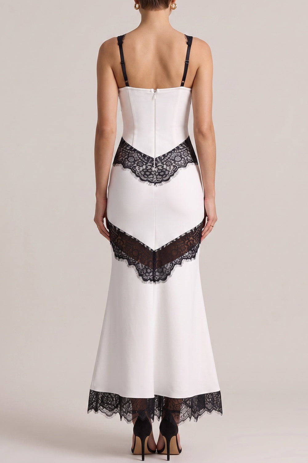 Sleeveless Black Lace Patchwork Mermaid Maxi Dress - OWNCI