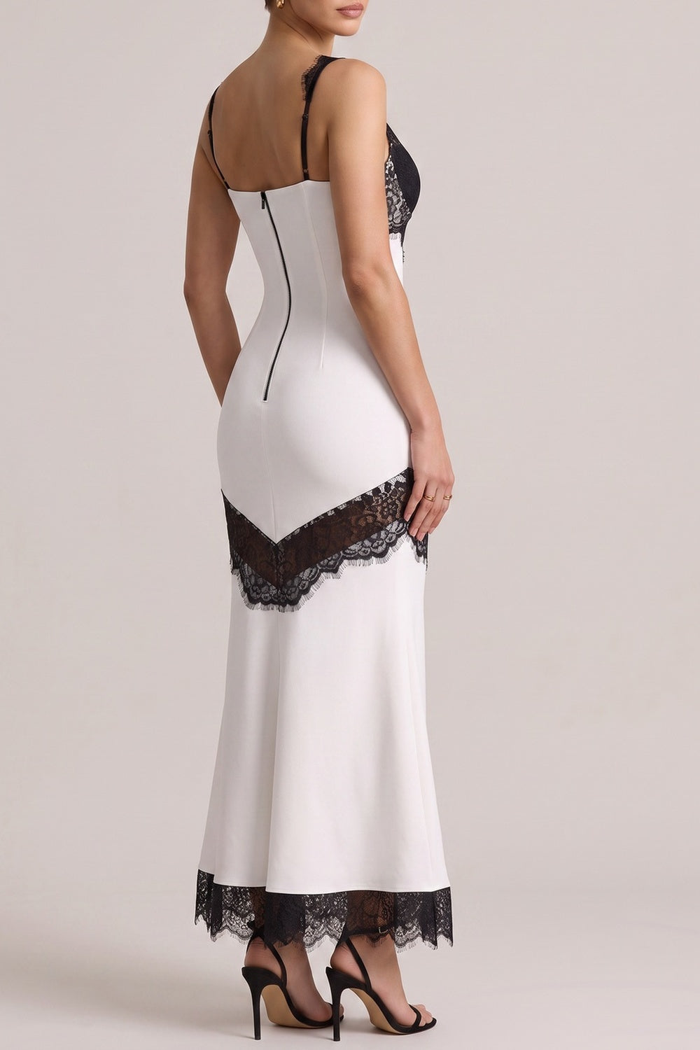 Sleeveless Black Lace Patchwork Mermaid Maxi Dress - OWNCI