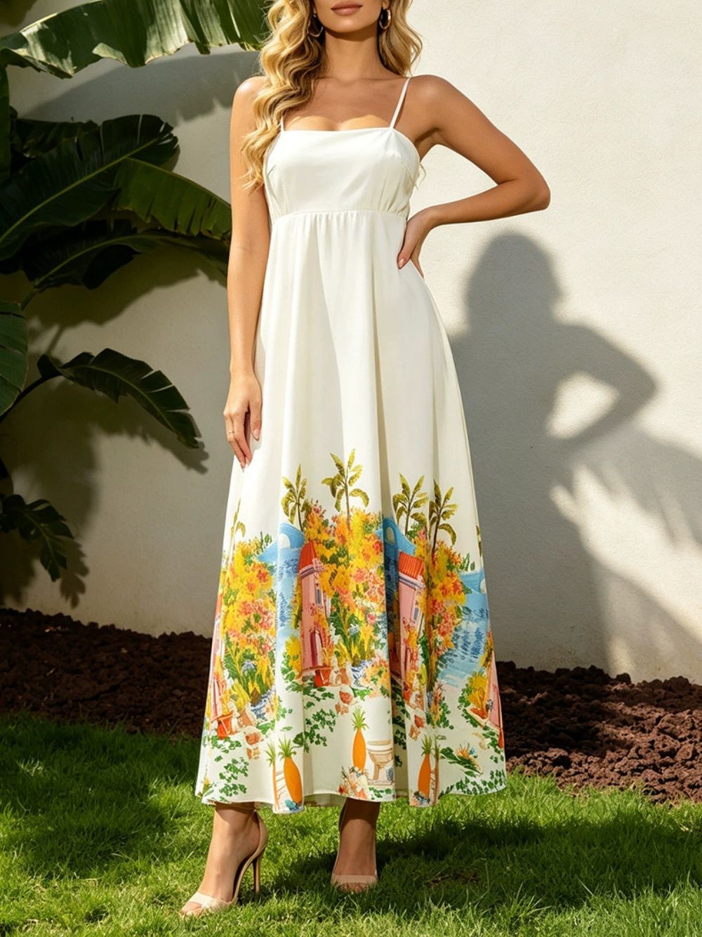 Maura Spaghetti Printed Midi Dress - OWNCI Maura Spaghetti Printed Midi Dress - OWNCI