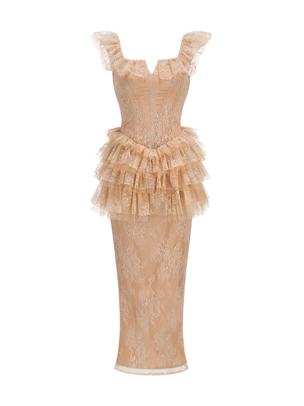 Ruffle Lace Maxi Dress Set - OWNCI Ruffle Lace Maxi Dress Set - OWNCI
