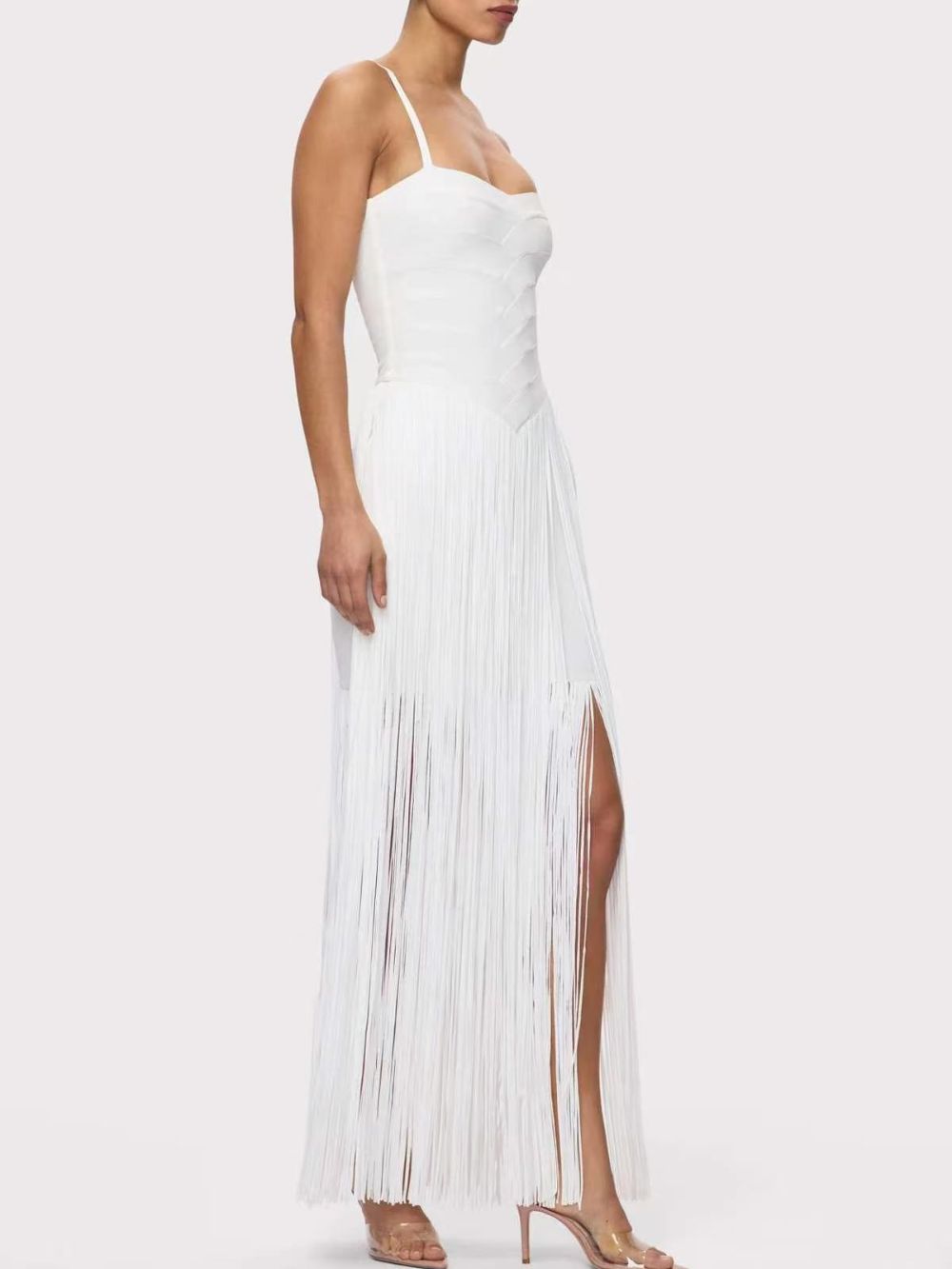 Tassel Detail Maxi Dress White - OWNCI Tassel Detail Maxi Dress White - OWNCI