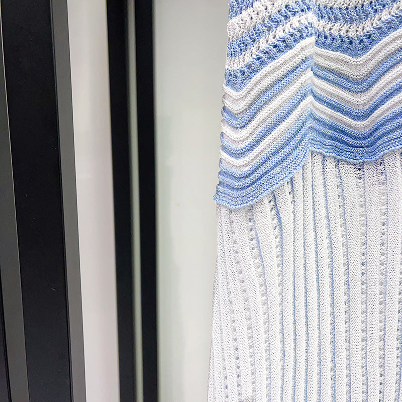 Wavy‑Knit Sleeveless Crop Top & Midi Skirt Two‑Piece Set - OWNCI