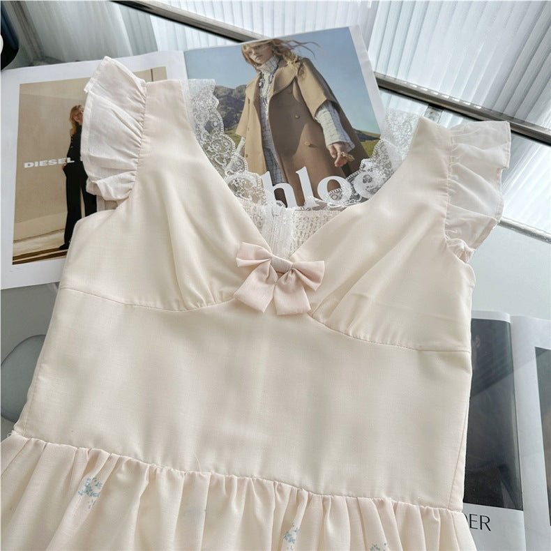 White Cotton Woven Fit-and-Flare Midi Dress with Gradient Floral and Eyelet - OWNCI White Cotton Woven Fit-and-Flare Midi Dress with Gradient Floral and Eyelet - OWNCI