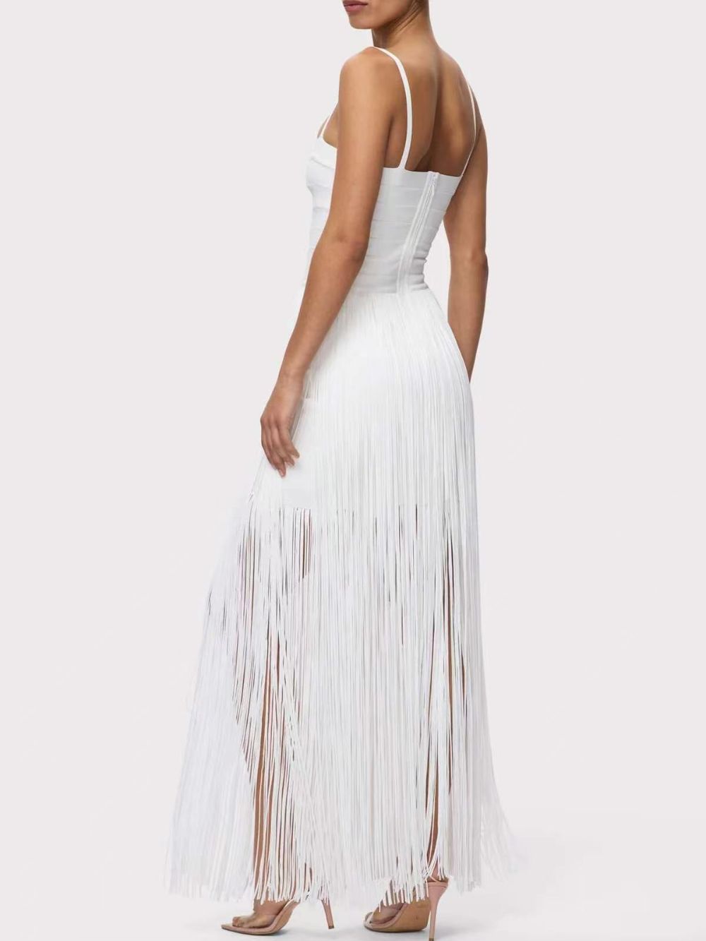 Tassel Detail Maxi Dress White - OWNCI Tassel Detail Maxi Dress White - OWNCI