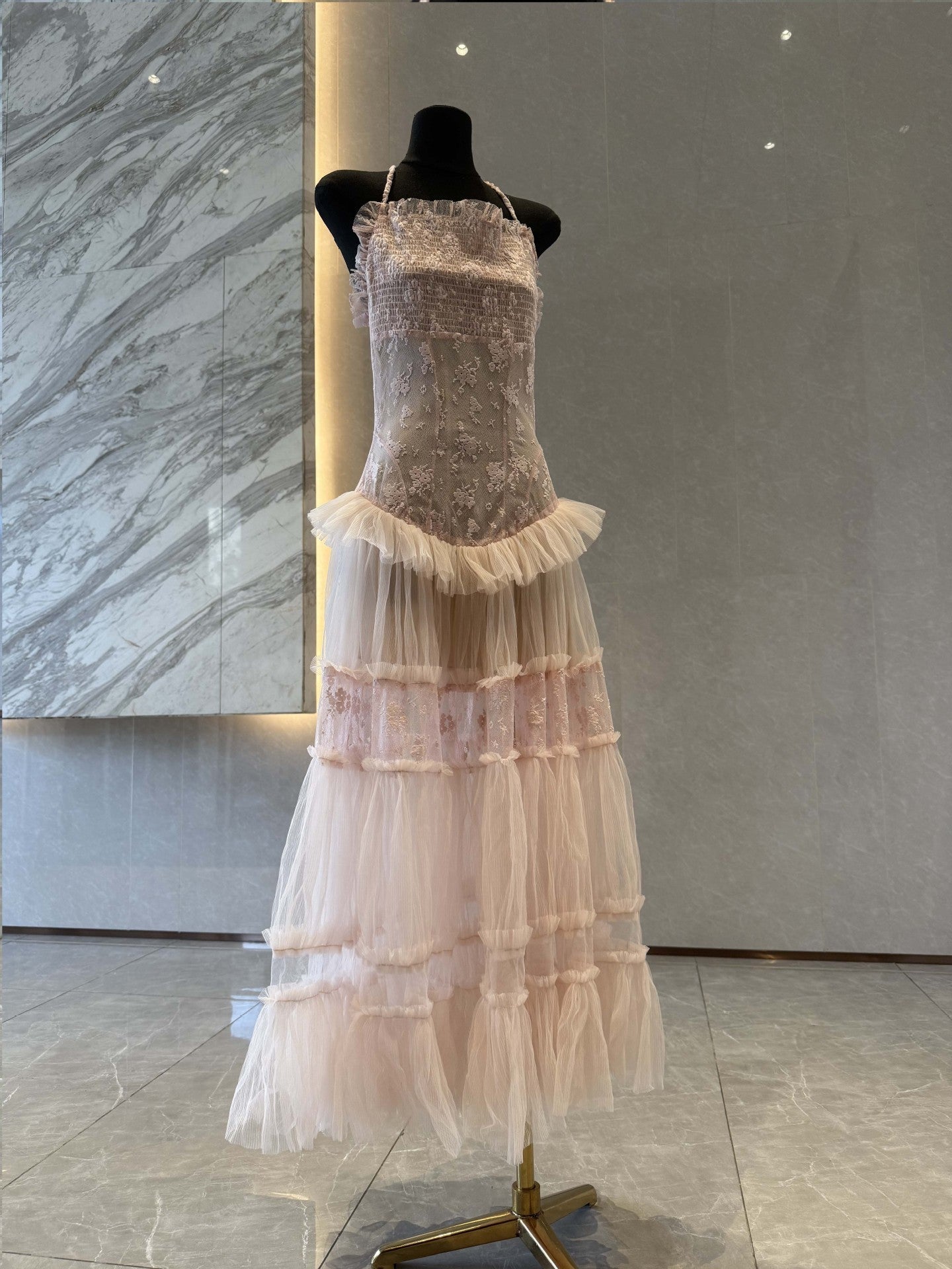Hermosa Lace Splicing Layer Maxi Dress In Pink - OWNCI Hermosa Lace Splicing Layer Maxi Dress In Pink - OWNCI