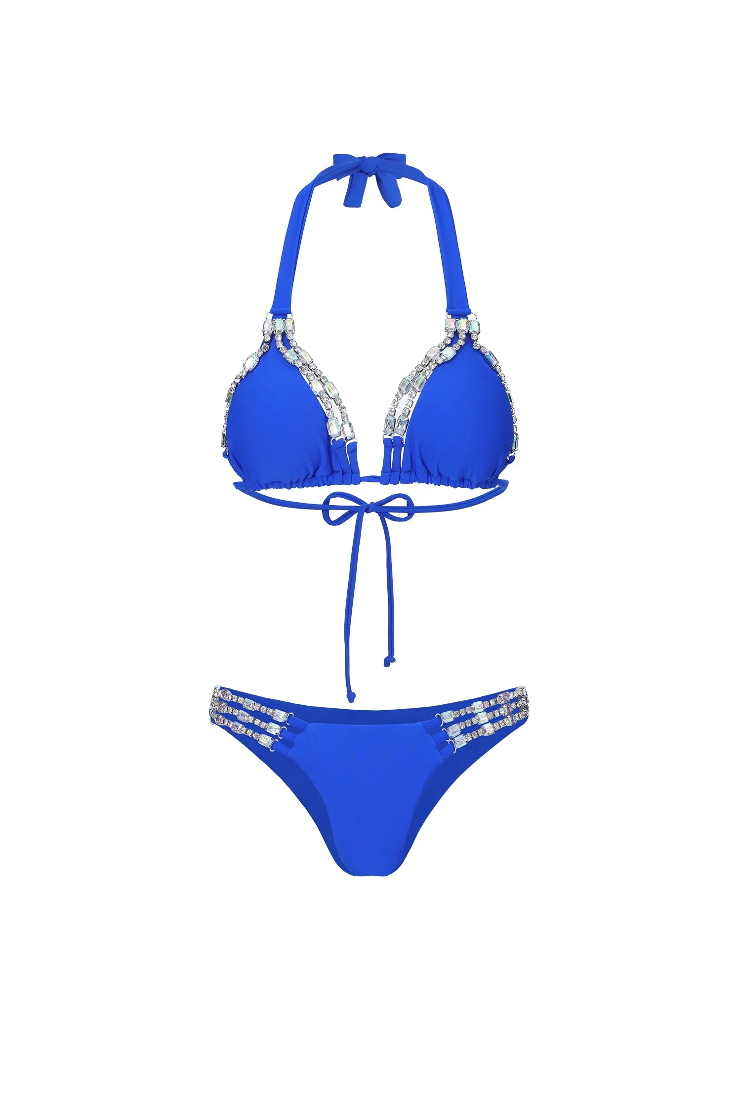 Taye Halter Sleeveless Lacing Diamond Bikini - OWNCI