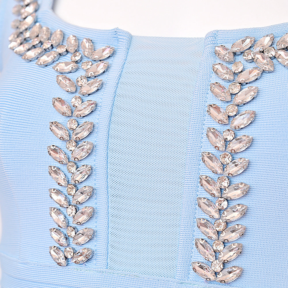 Light Blue Heavy Bandage Sheath Dress - OWNCI Light Blue Heavy Bandage Sheath Dress - OWNCI