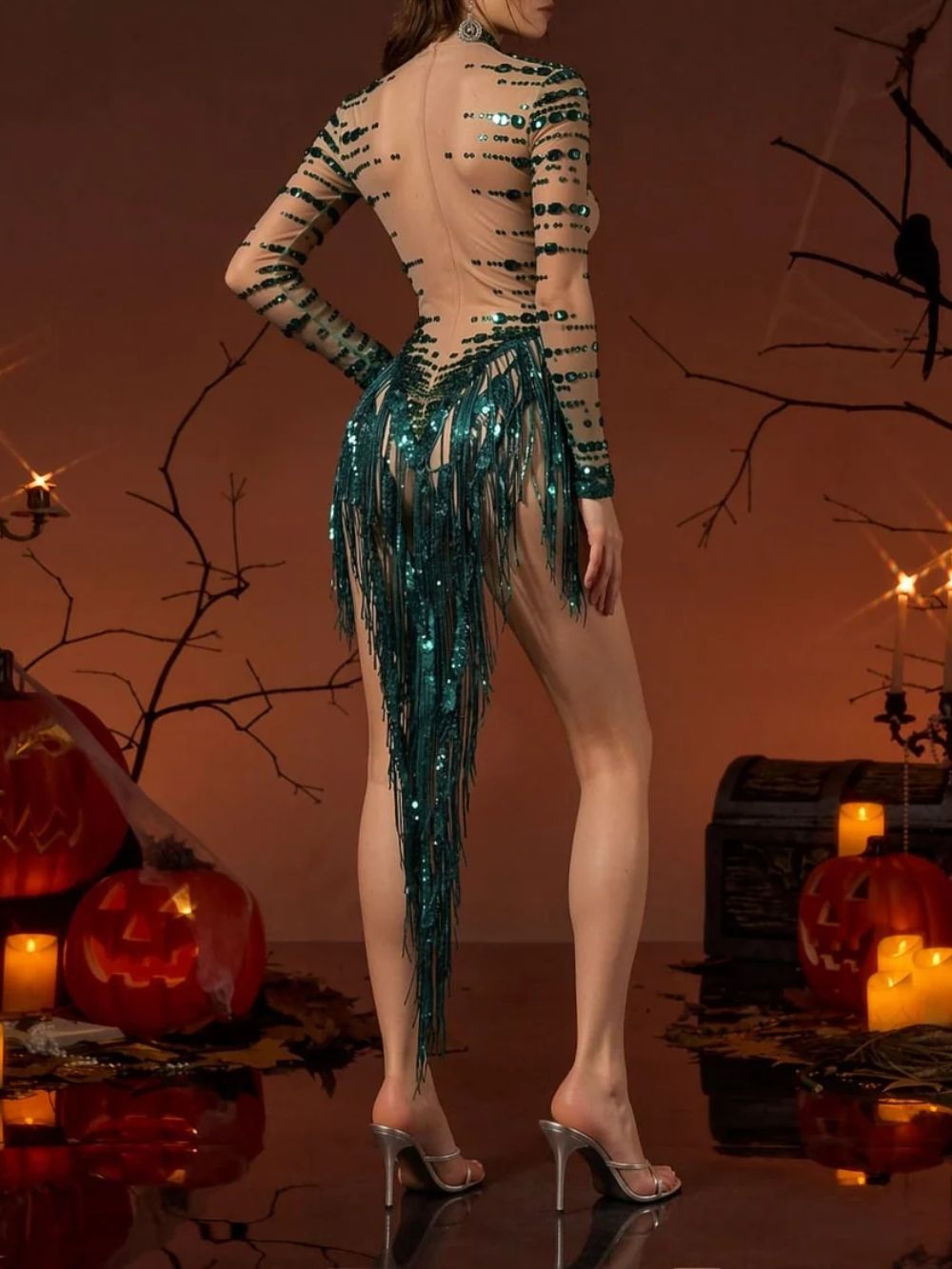 Mavrek Crystal Fringe Bodysuit - OWNCI