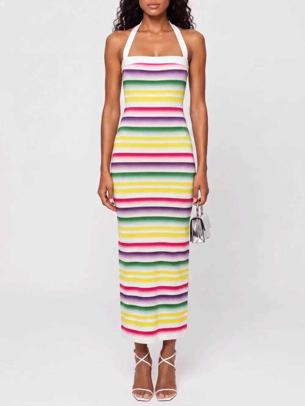 Iskava Halterneck Stripe Bandage Maxi Dress - OWNCI Iskava Halterneck Stripe Bandage Maxi Dress - OWNCI