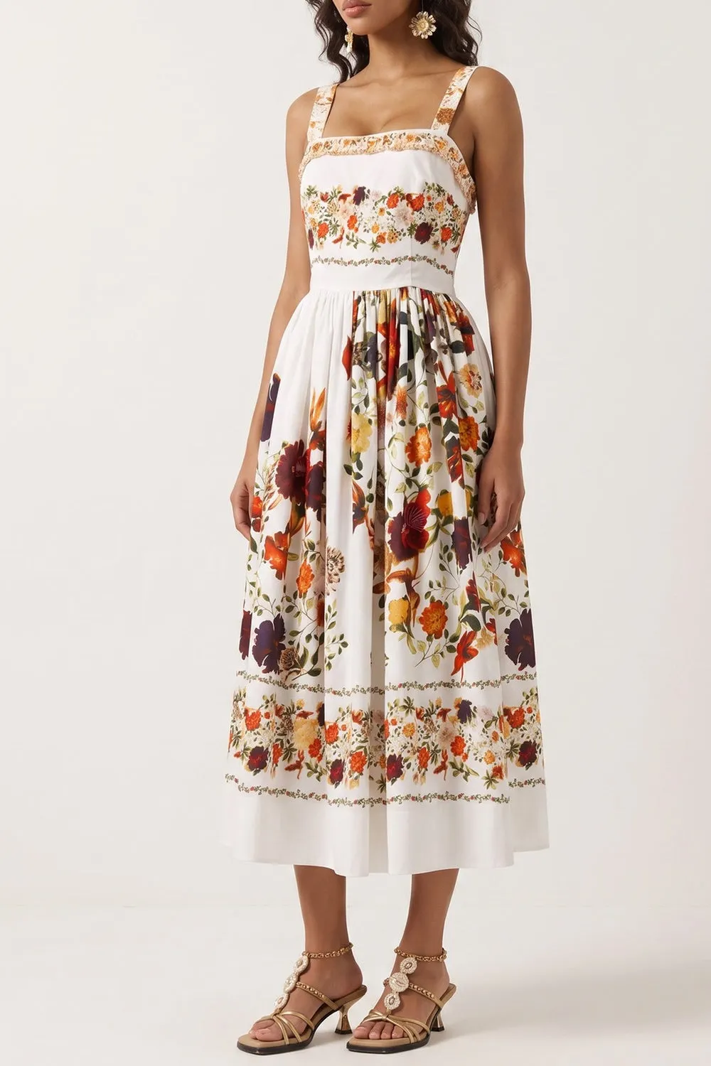 Wide Strap Floral Print Midi Dress - OWNCI Wide Strap Floral Print Midi Dress - OWNCI