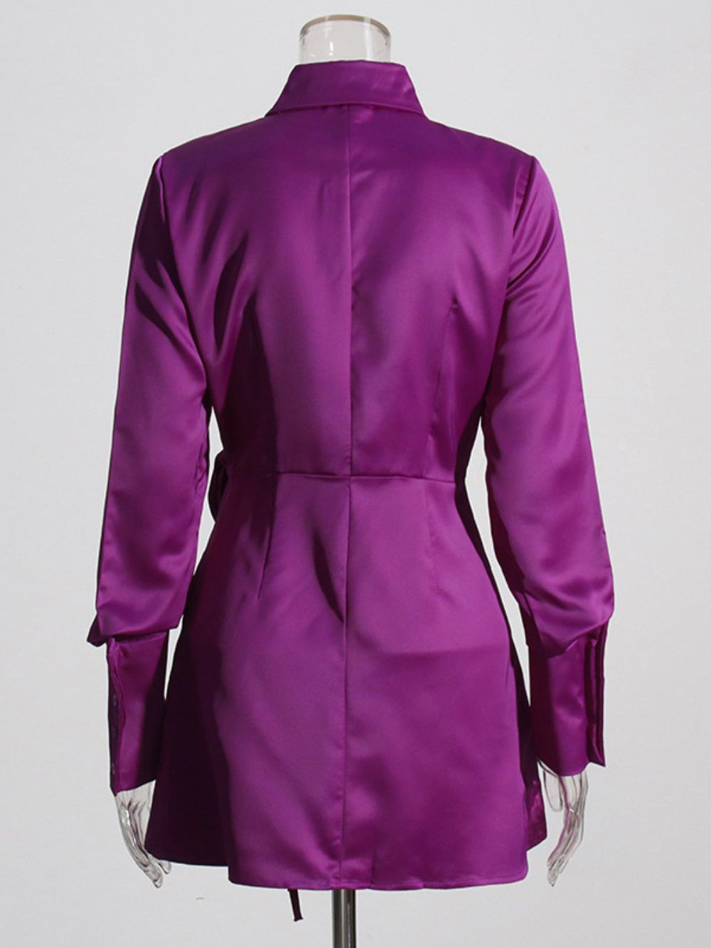 Mika Purple Long Sleeve Ruched Mini Dress - OWNCI