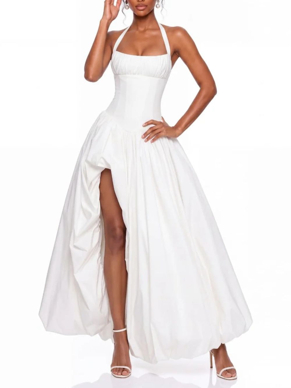 Phevrin Halterneck Split Bubble Maxi Dress - OWNCI Phevrin Halterneck Split Bubble Maxi Dress - OWNCI