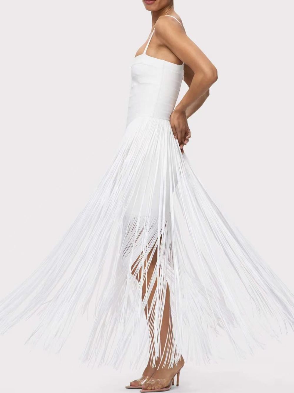 Tassel Detail Maxi Dress White - OWNCI Tassel Detail Maxi Dress White - OWNCI