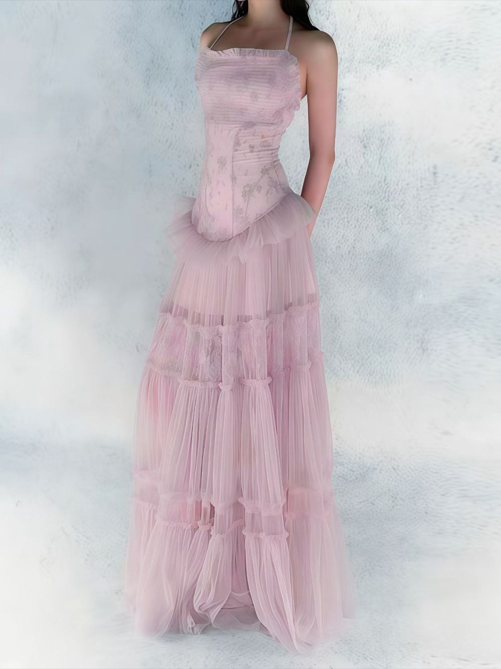 Hermosa Lace Splicing Layer Maxi Dress In Pink - OWNCI Hermosa Lace Splicing Layer Maxi Dress In Pink - OWNCI