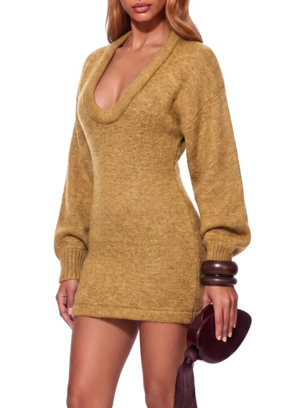 Grunet U Neck Knitted Mini Dress - OWNCI Grunet U Neck Knitted Mini Dress - OWNCI