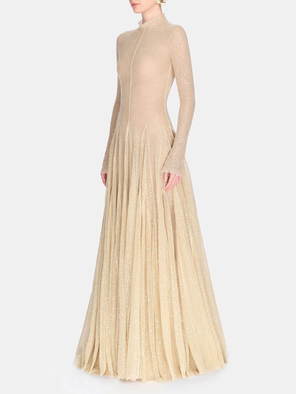 Mily Apricot Sequin Long Sleeve Maxi Dress - OWNCI Mily Apricot Sequin Long Sleeve Maxi Dress - OWNCI