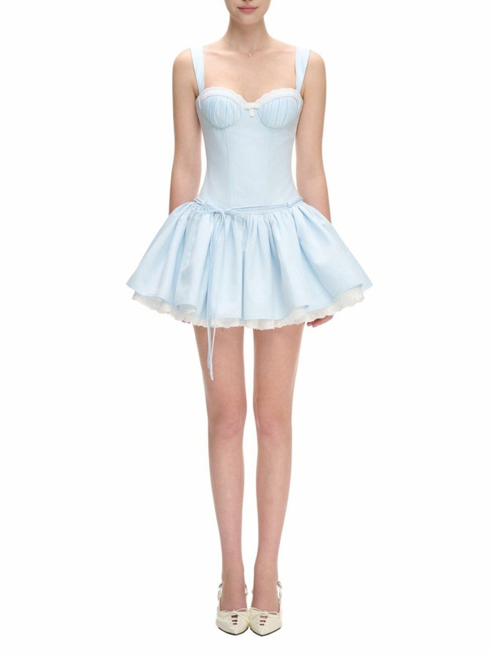Lace Draped Bustier A Line Dress - OWNCI Lace Draped Bustier A Line Dress - OWNCI