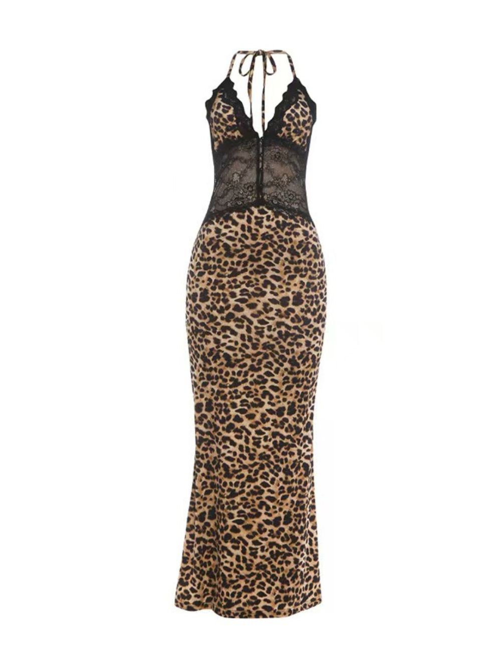 Vazvara V Neck Leopard Lace Maxi Dress - OWNCI Vazvara V Neck Leopard Lace Maxi Dress - OWNCI