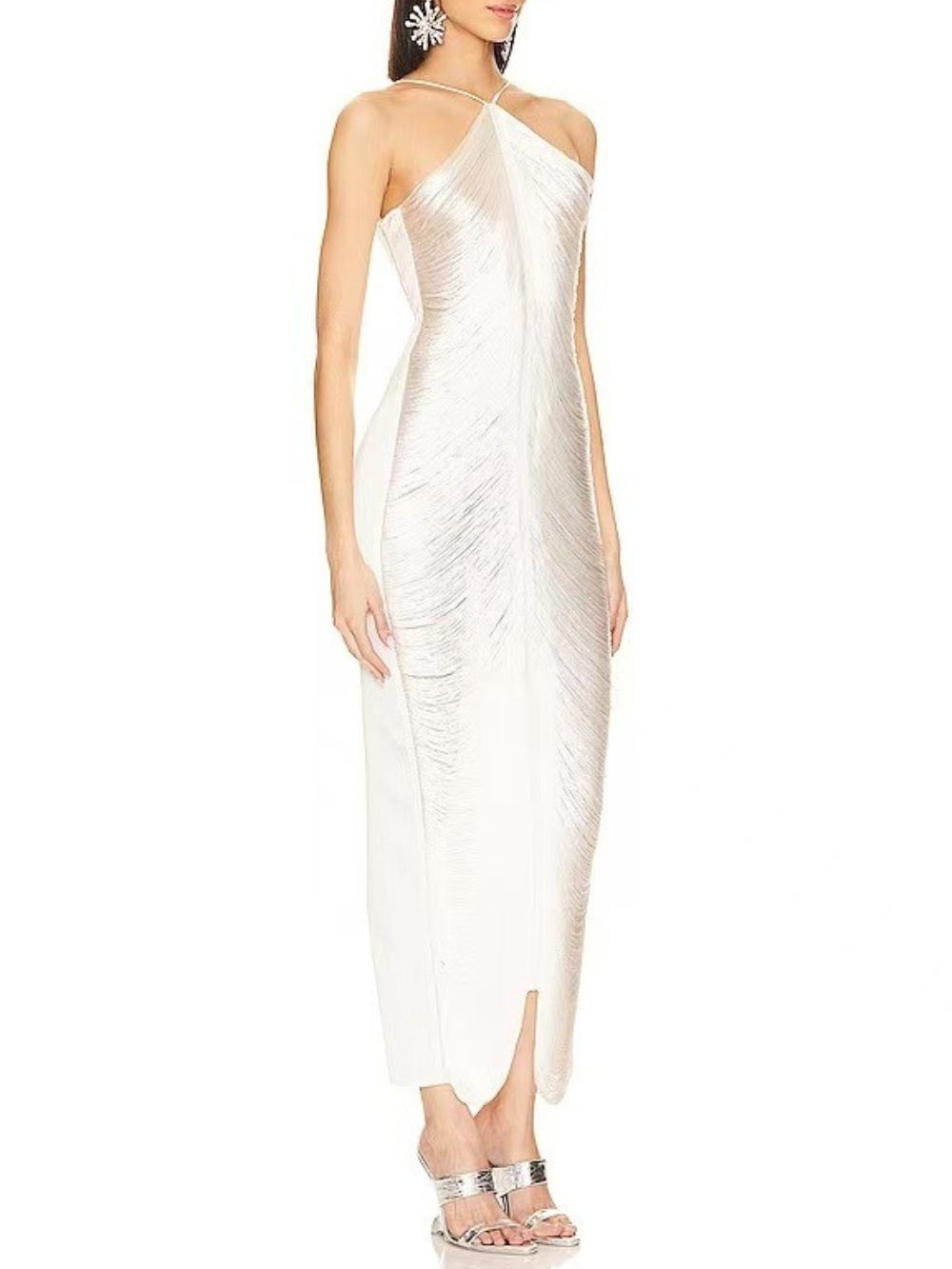 Mindy White Halter Tassel Maxi Dress - OWNCI