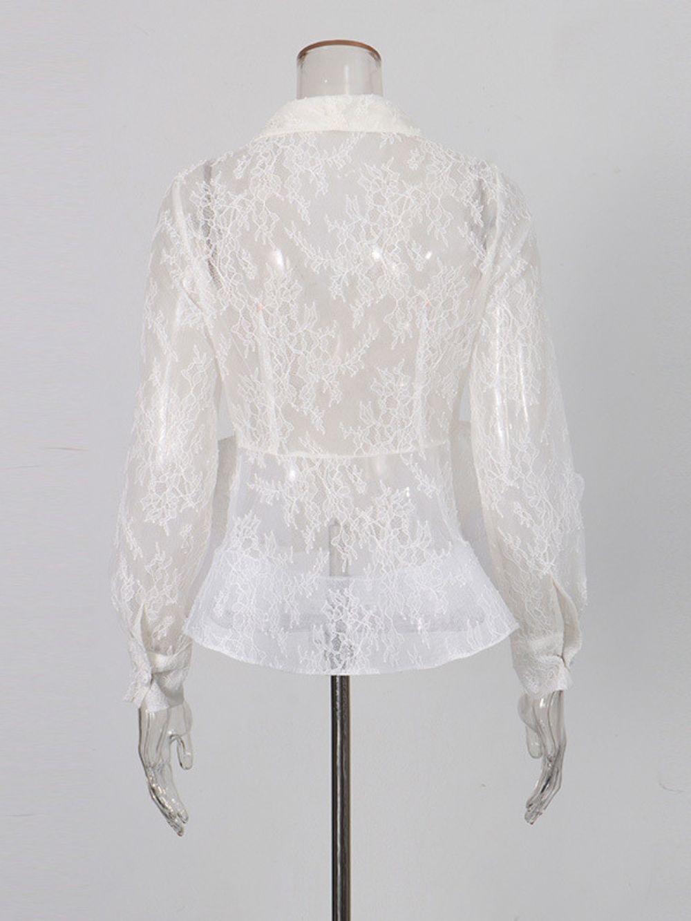 Melanee White Lace Long Sleeve Top - OWNCI