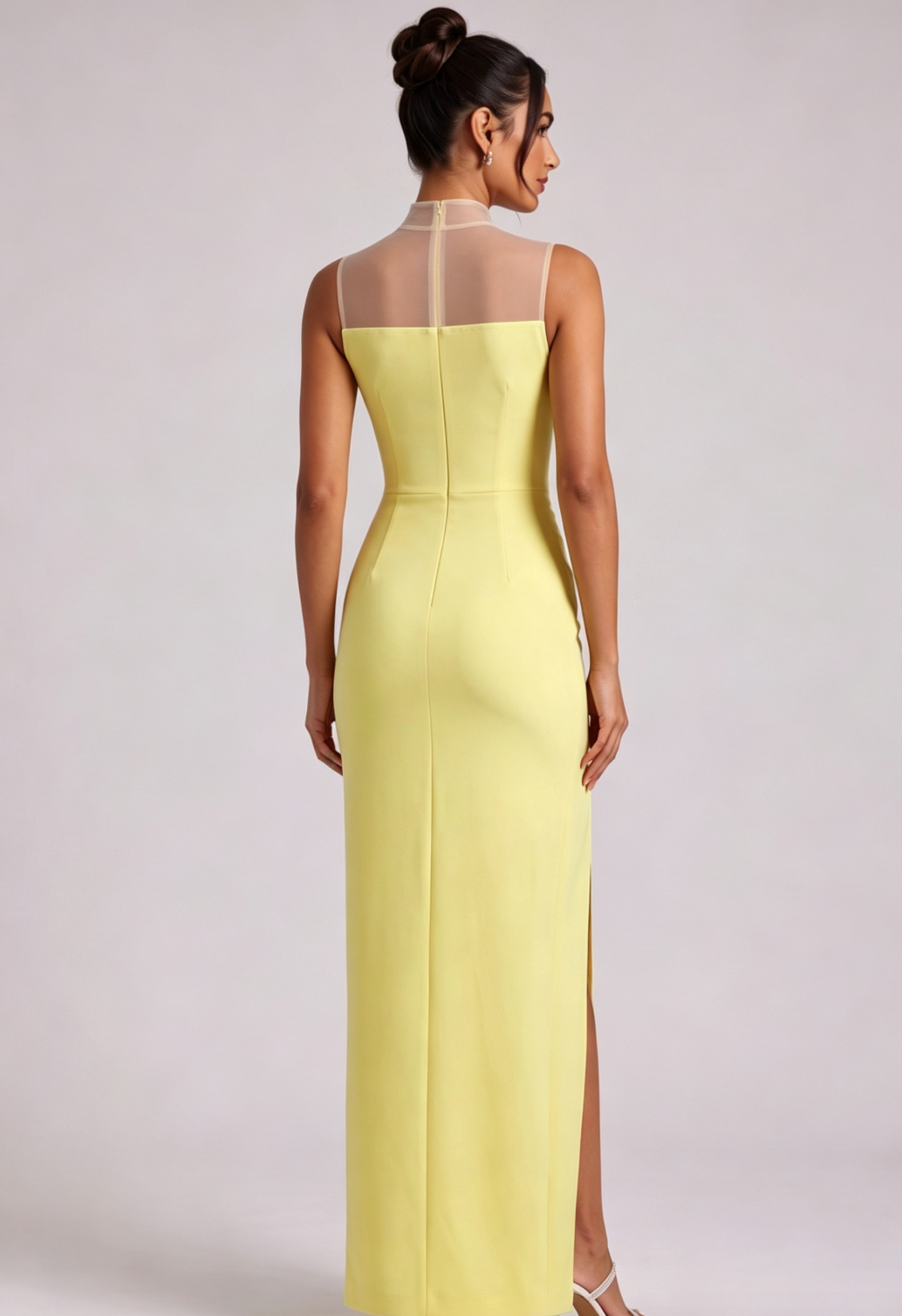 Yellow Beaded Neckline Maxi Dress - OWNCI Yellow Beaded Neckline Maxi Dress - OWNCI