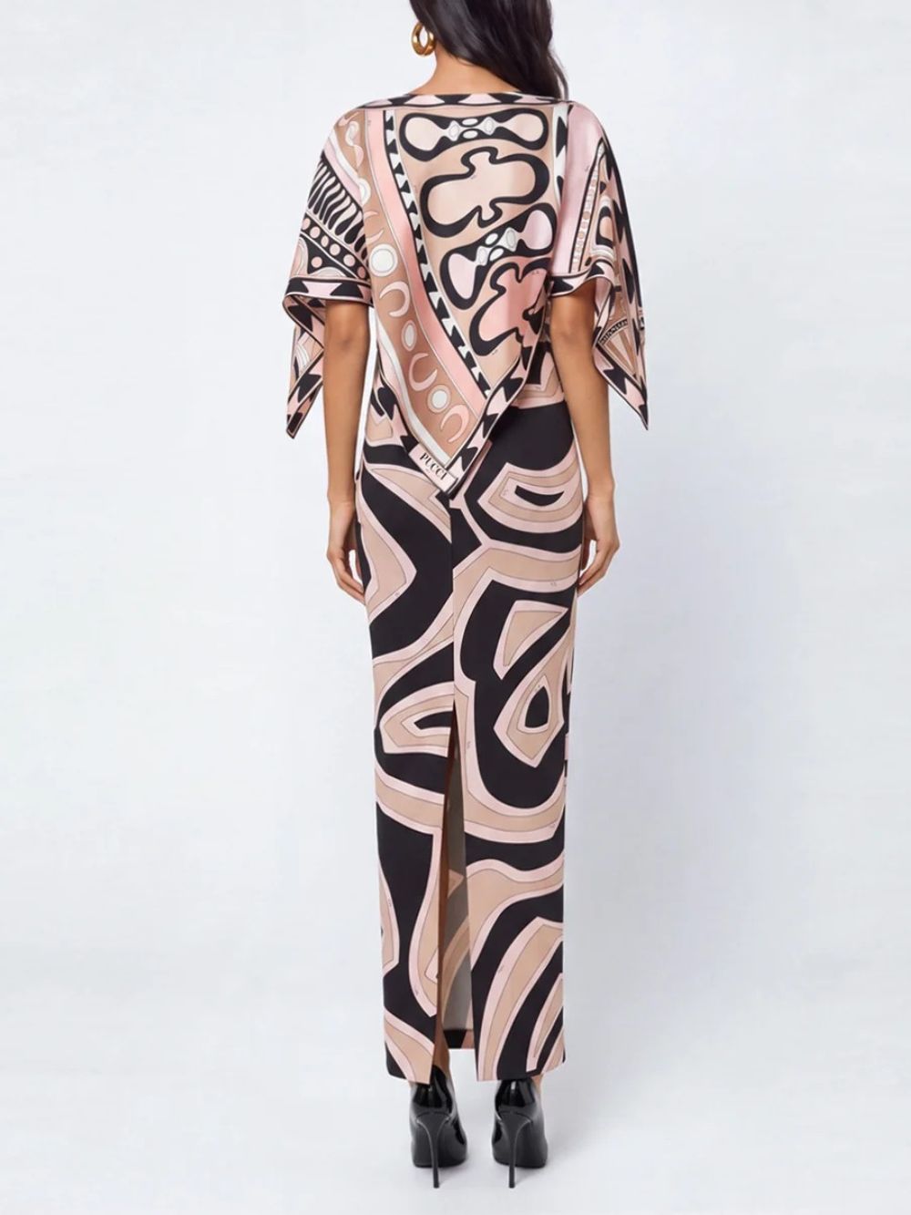 Hylora Cape Sleeve Split Printed Skirt Set - OWNCI