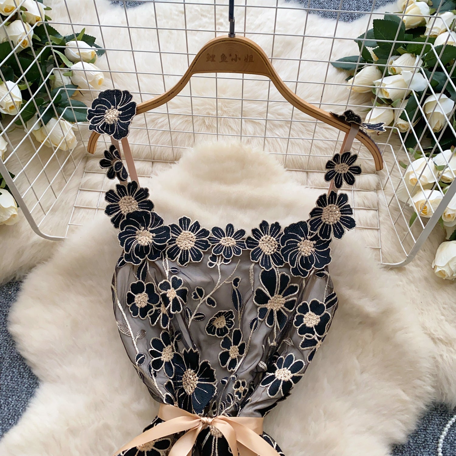 Black Embroidered Tulle Overlay A-Line Mini Dress - OWNCI Black Embroidered Tulle Overlay A-Line Mini Dress - OWNCI