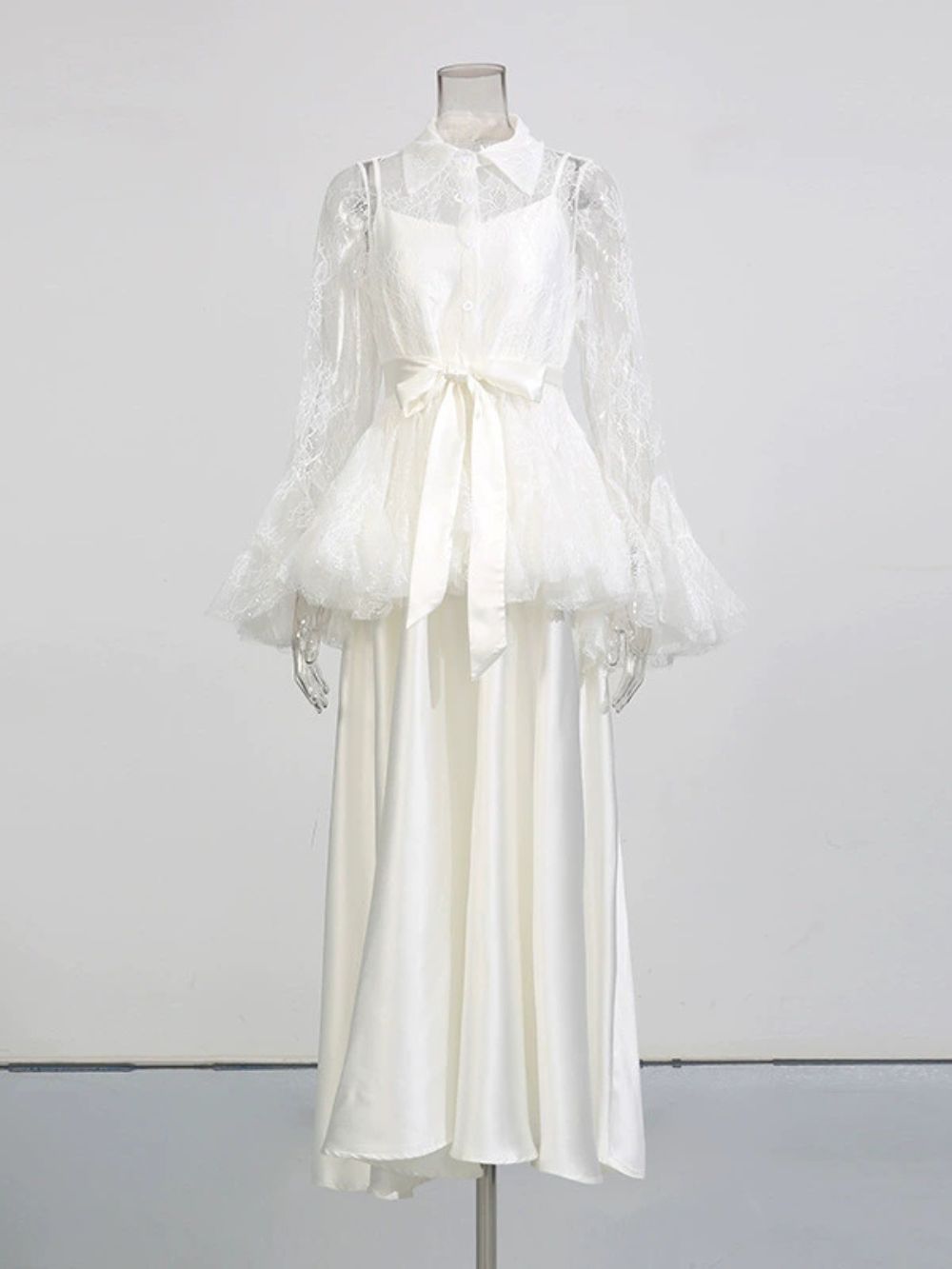 Miori White Lace Top & Maxi Dress Set - OWNCI
