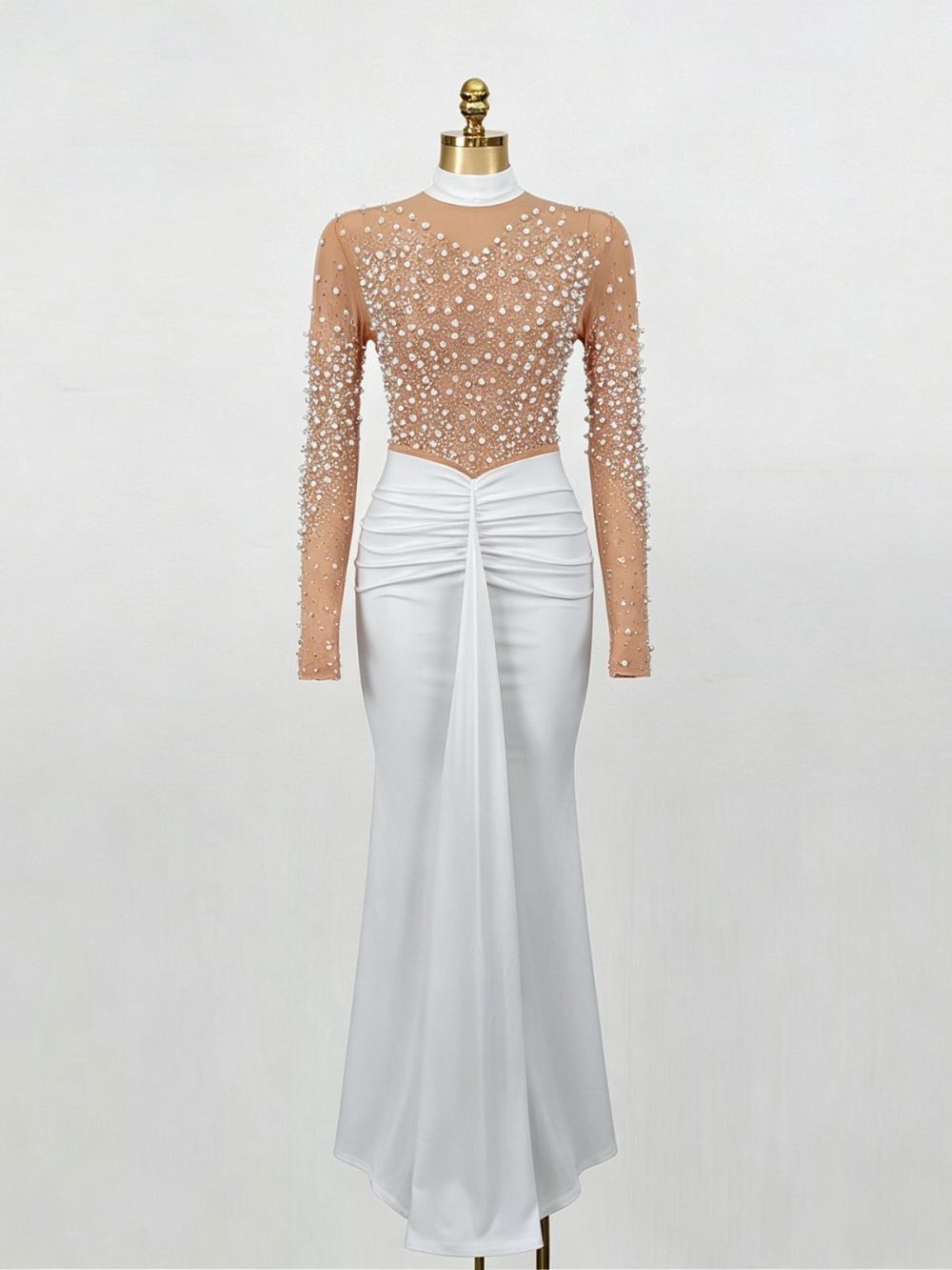Melena Pearl Embellished Long Sleeve Maxi Dress - OWNCI Melena Pearl Embellished Long Sleeve Maxi Dress - OWNCI