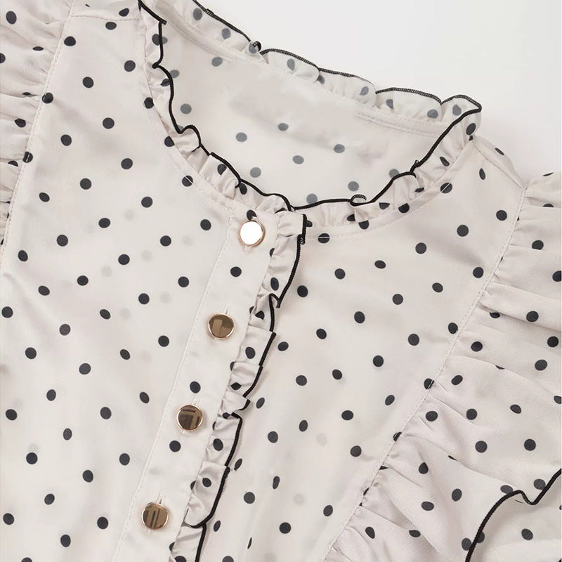 Polka Dot Ruffle Sleeve Midi Dress - OWNCI Polka Dot Ruffle Sleeve Midi Dress - OWNCI