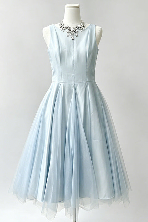 Light Blue Sleeveless Midi Dress - OWNCI Light Blue Sleeveless Midi Dress - OWNCI