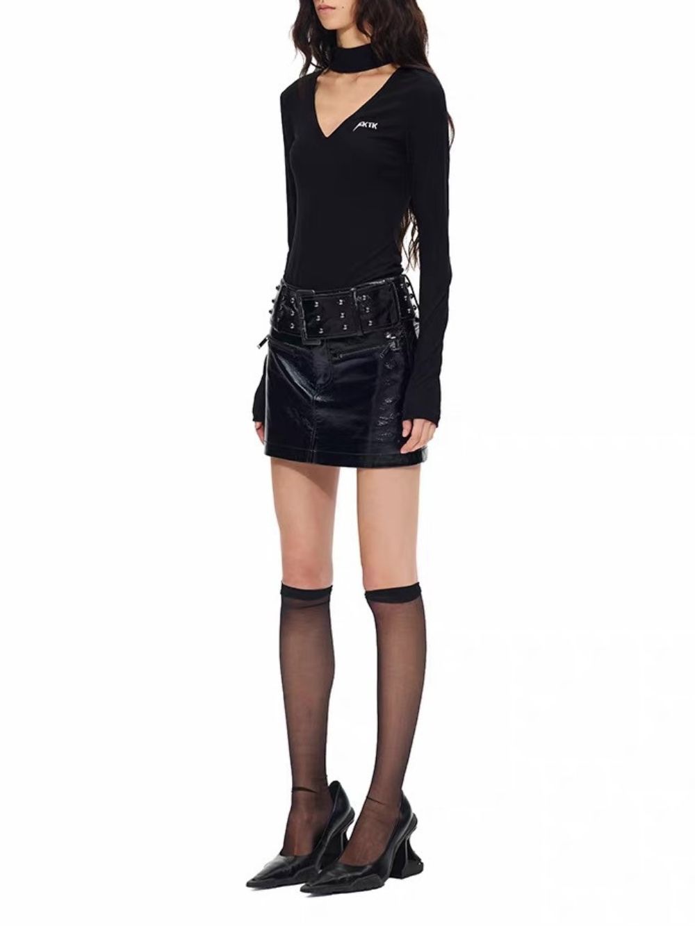 Merrily Black Belt Mini Skirt - OWNCI Merrily Black Belt Mini Skirt - OWNCI