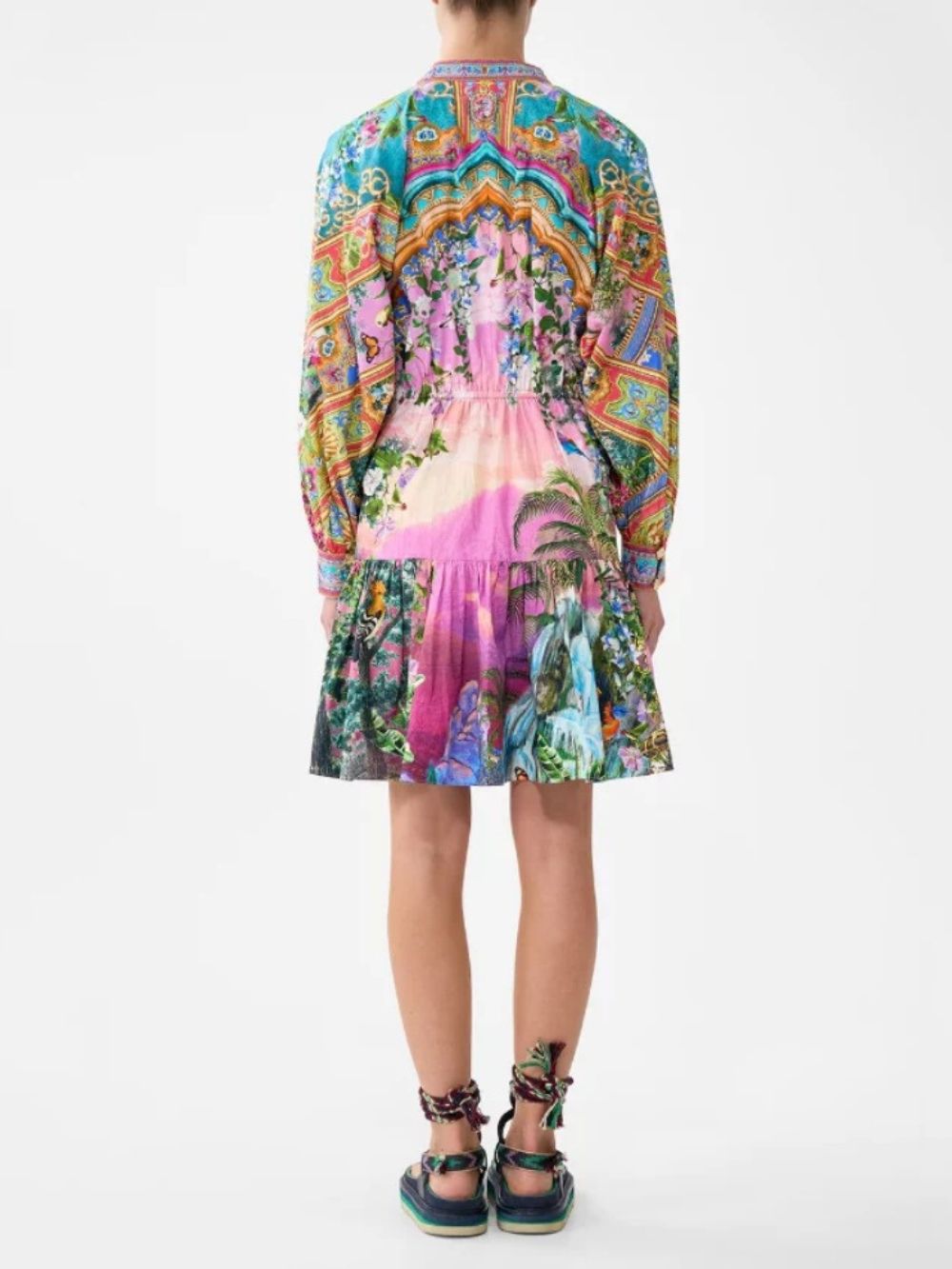 Meenakshi Printed Long Sleeve Mini Dress - OWNCI