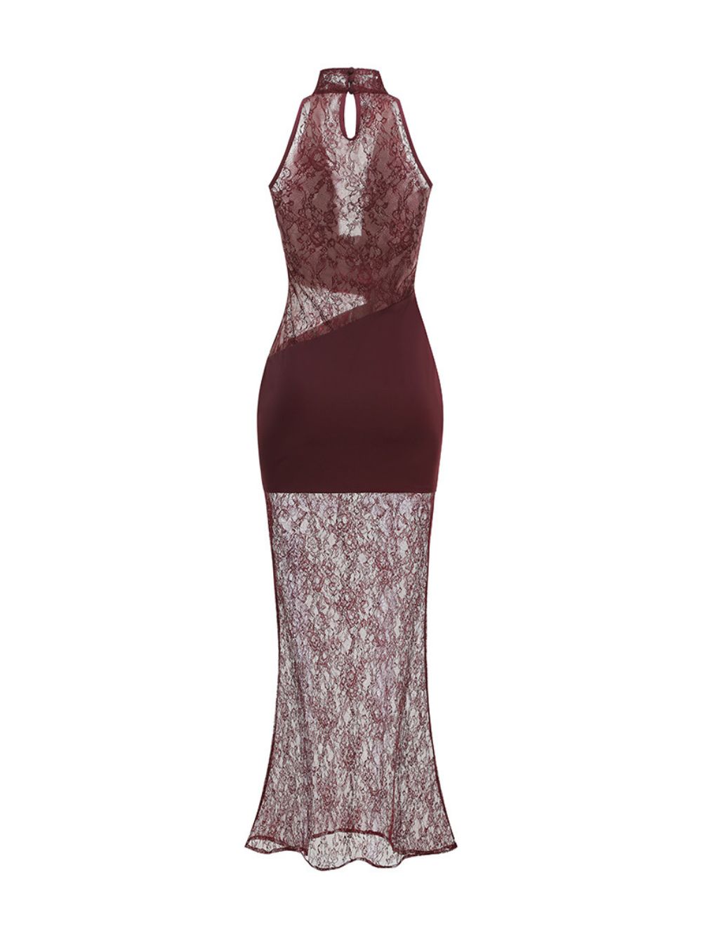 Milla Wine Halter Lace Maxi Dress - OWNCI Milla Wine Halter Lace Maxi Dress - OWNCI