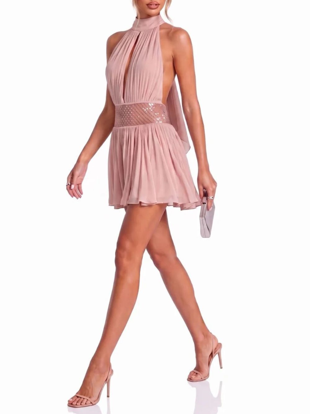 Altoir Backless Sequin Mini Dress - OWNCI