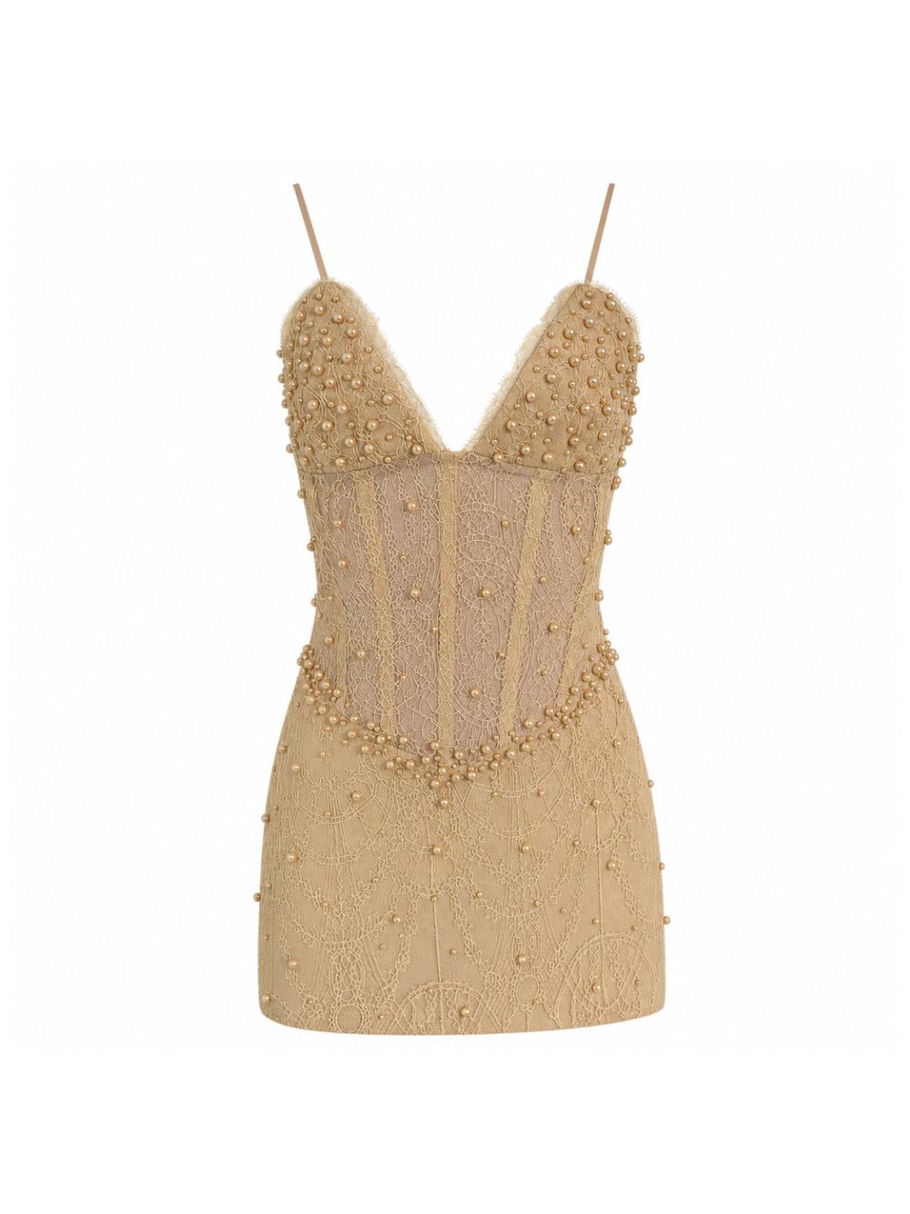 Mills Spaghetti Beaded Mini Dress - OWNCI