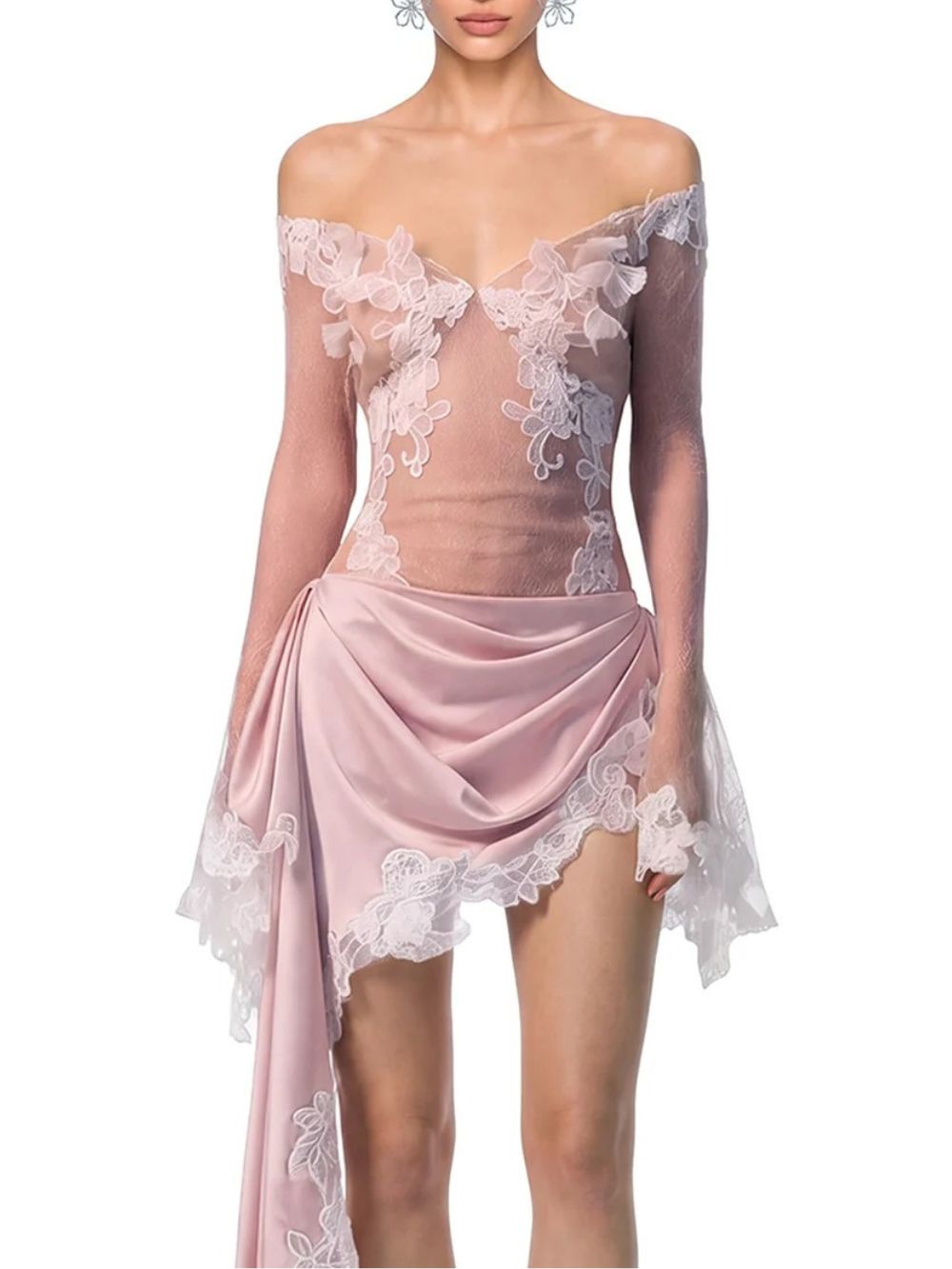 Ruskai Lace Draped Skirt Set - OWNCI Ruskai Lace Draped Skirt Set - OWNCI