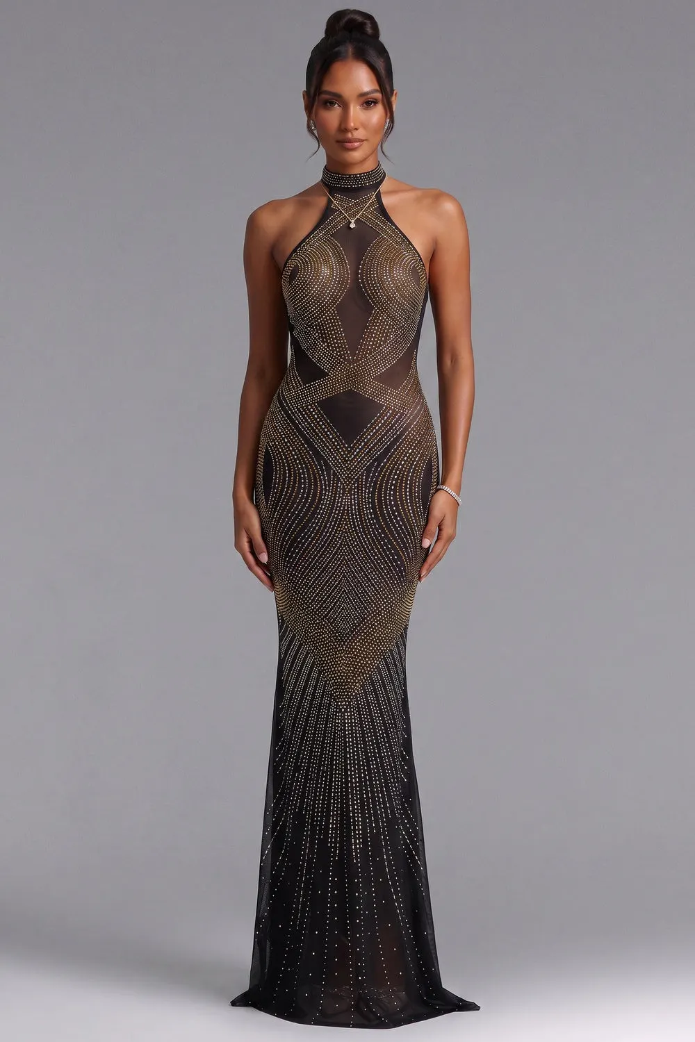Black Embellished Mermaid Evening Gown - OWNCI Black Embellished Mermaid Evening Gown - OWNCI