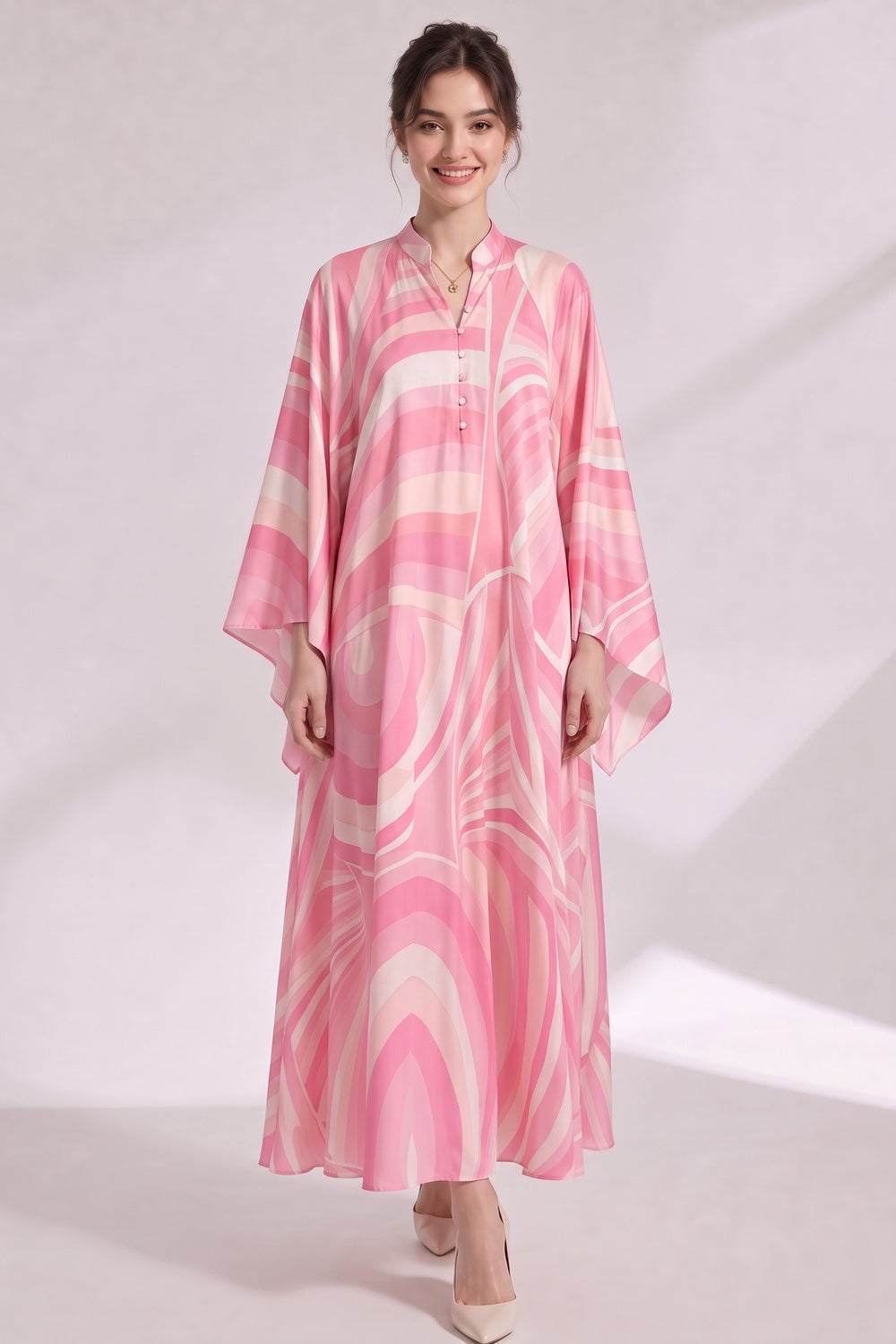 Pink Psychedelic Swirl Kaftan Dress - OWNCI Pink Psychedelic Swirl Kaftan Dress - OWNCI