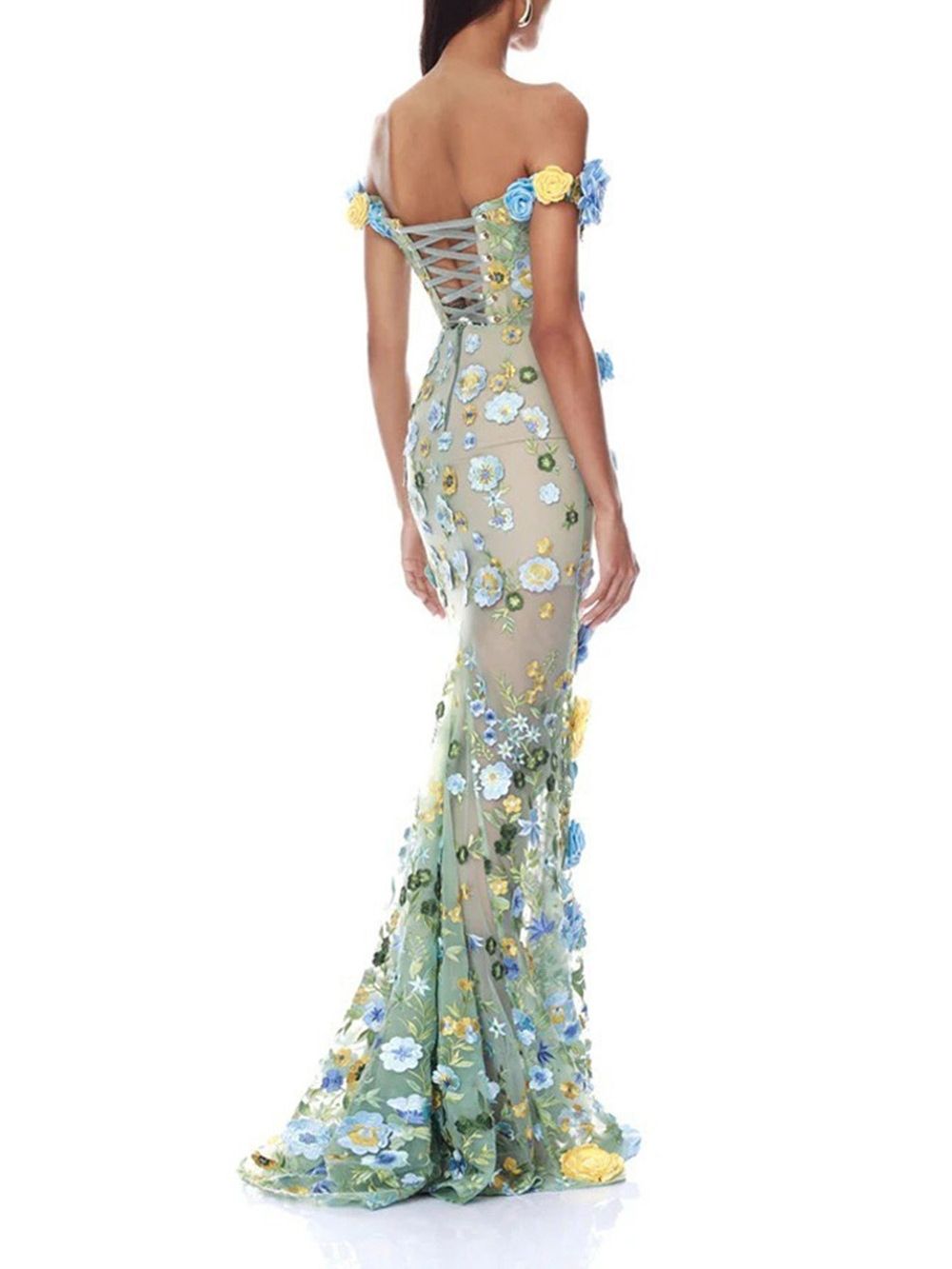 Mayda 3D Flower Embellished Maxi Dress - OWNCI