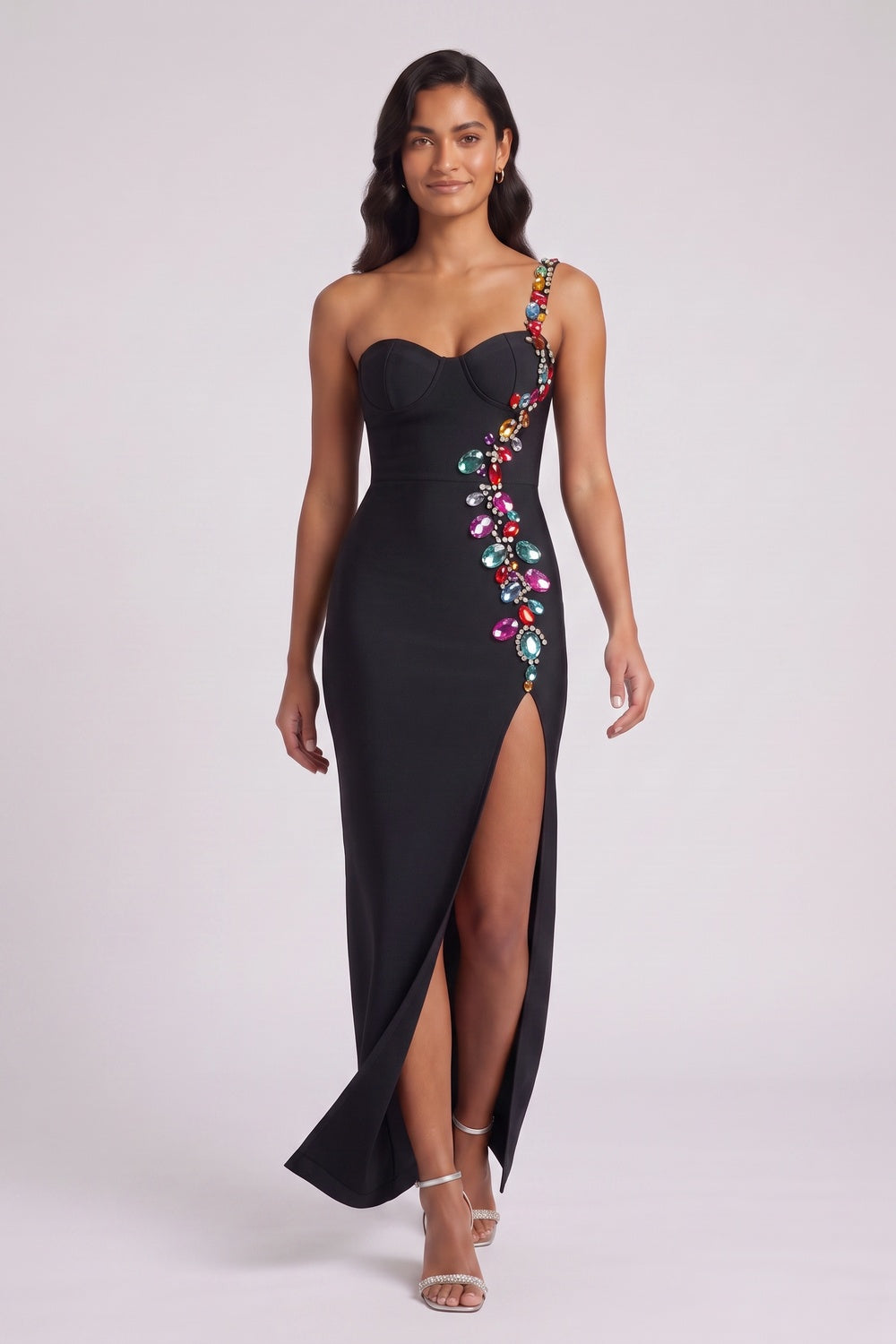 Black Heavy Stretch Bandage Column Gown - OWNCI Black Heavy Stretch Bandage Column Gown - OWNCI