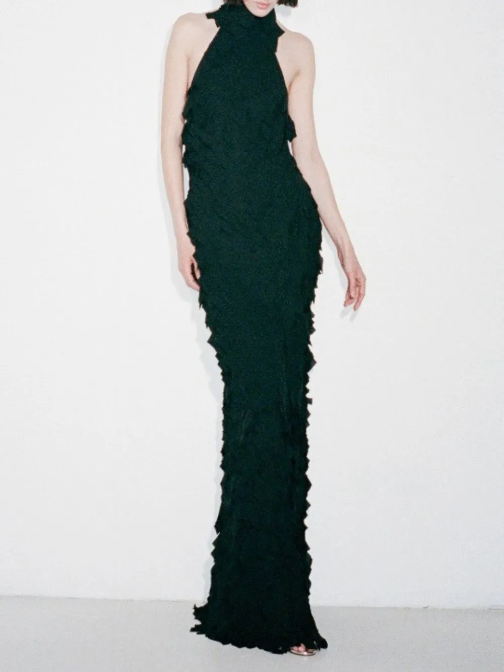 Melba Black Halter Maxi Dress - OWNCI