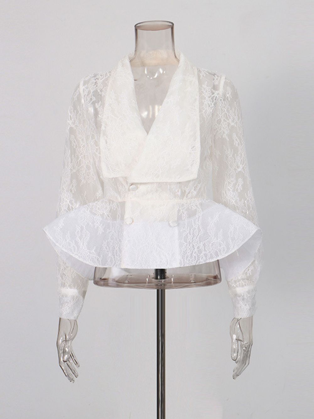 Melanee White Lace Long Sleeve Top - OWNCI
