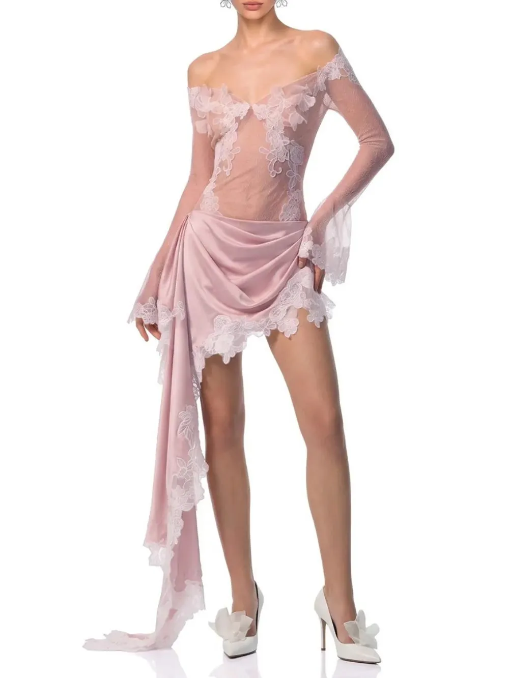 Ruskai Lace Draped Skirt Set - OWNCI Ruskai Lace Draped Skirt Set - OWNCI