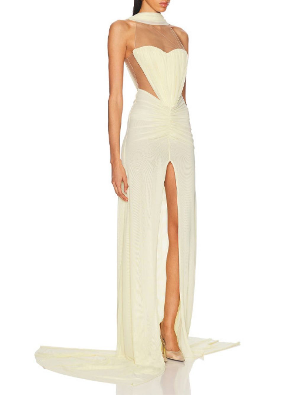 Merab Yellow Slit Maxi Dress - OWNCI