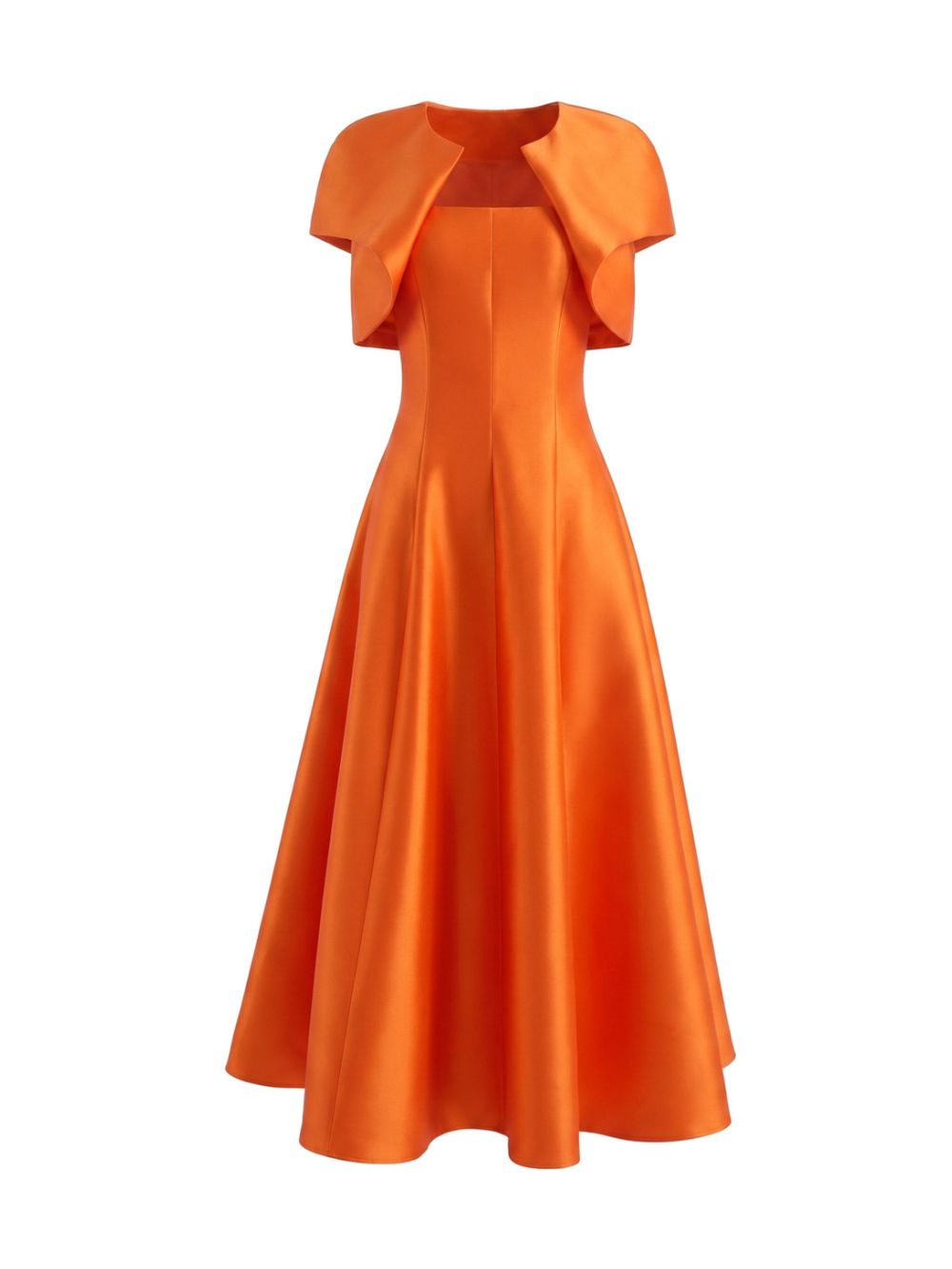 Short Sleeve A Line Maxi Dress Orange - OWNCI